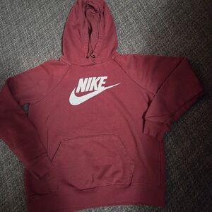 Nike Womans  Maroon Pullover Hoodie with White Logo